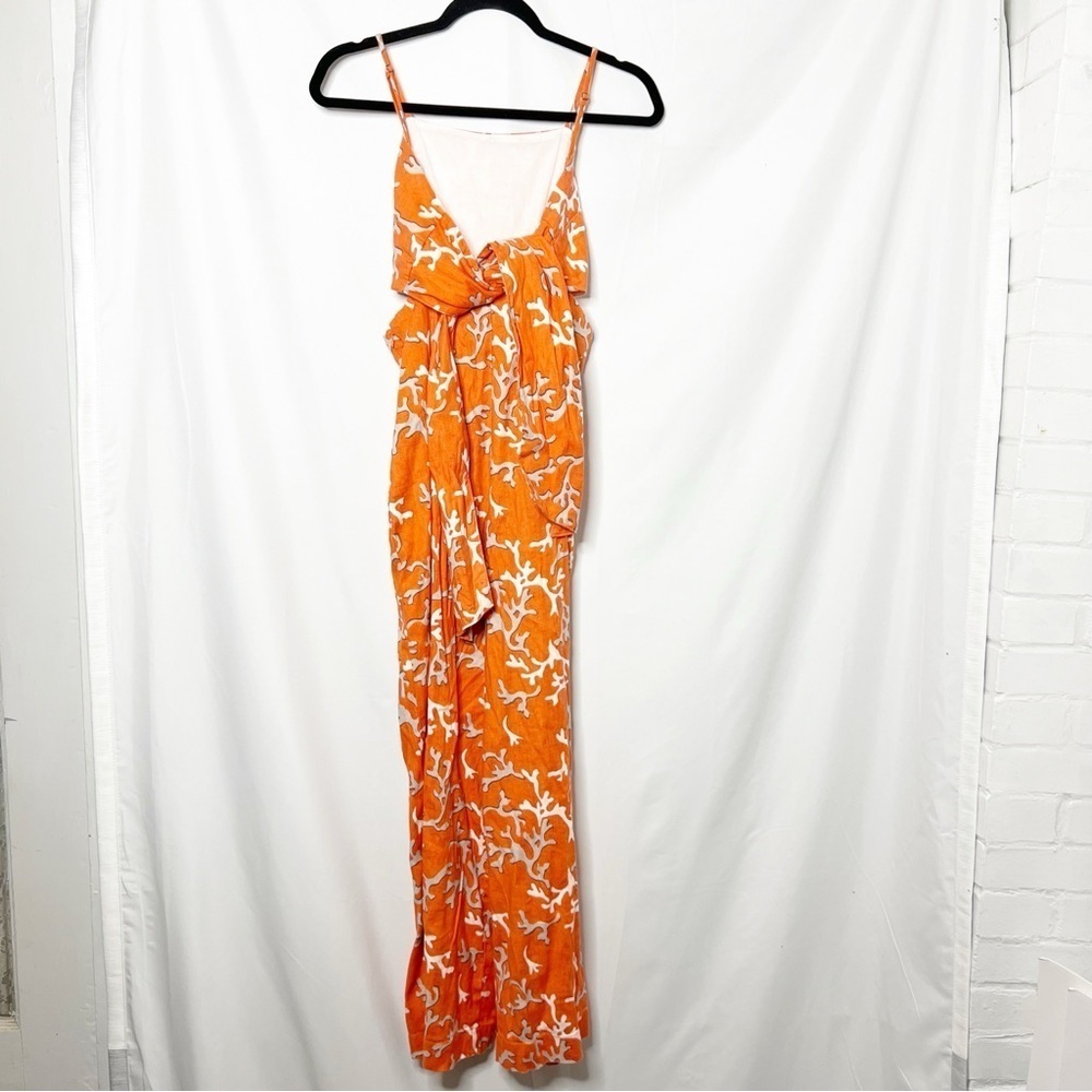 Maeve Anthropologie Orange and White Coral Patterned Jumpsuit Size 4 - Picture 7 of 11
